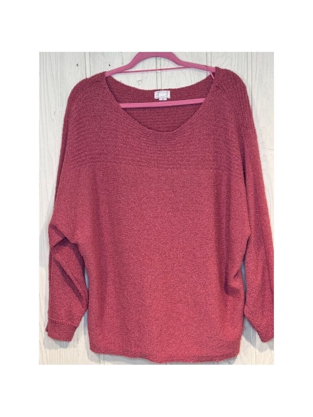 Caslon Burnt Orange Long Sleeve Scoop Neck Sweater 1X